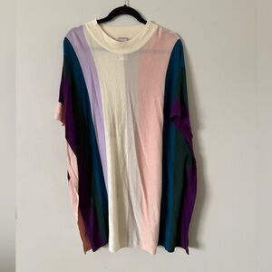 Chicos Women’s Colorful Vertical Stripe Mock Neck‎ Poncho/Sweater Size L-XL